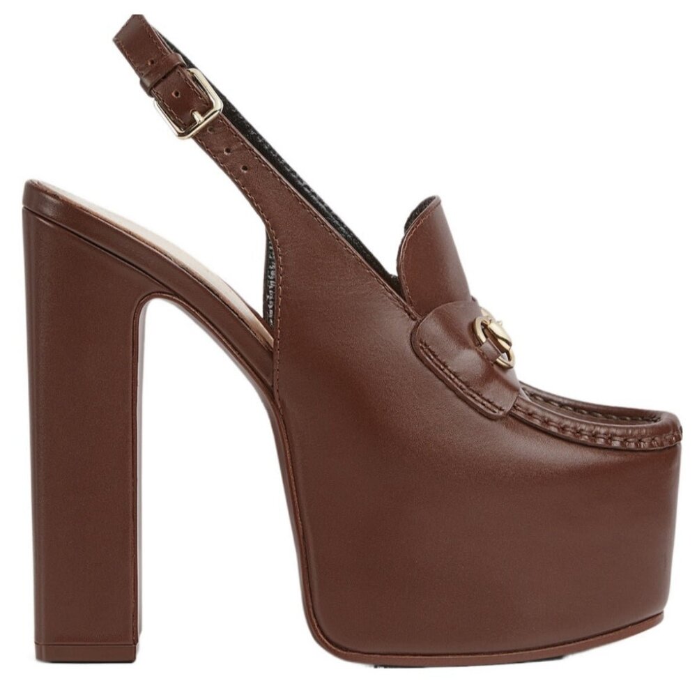 Gucci - Ottavia Horsebit Loafer 145MM Platform Slingback Pumps - IT 39